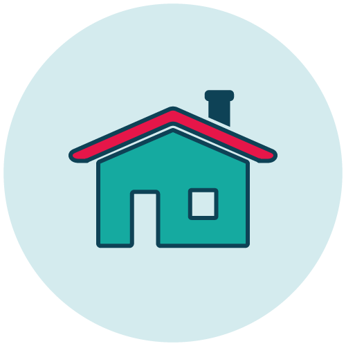 icon of a house with a blue circle background