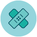 small icon of two blue plasters making a cross