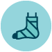 small icon of foot wrapped in a blue bandage