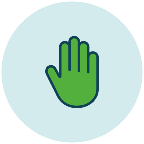 green hand gesturing to stop icon