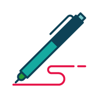 pen drawing a red line icon
